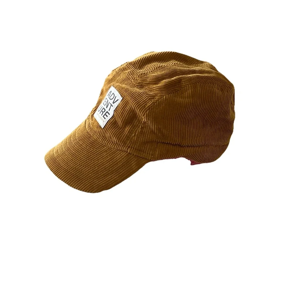 ADVENTURE Corduroy‎ Toddler Hat One Size Brown Cap Sherpa Like Lining
